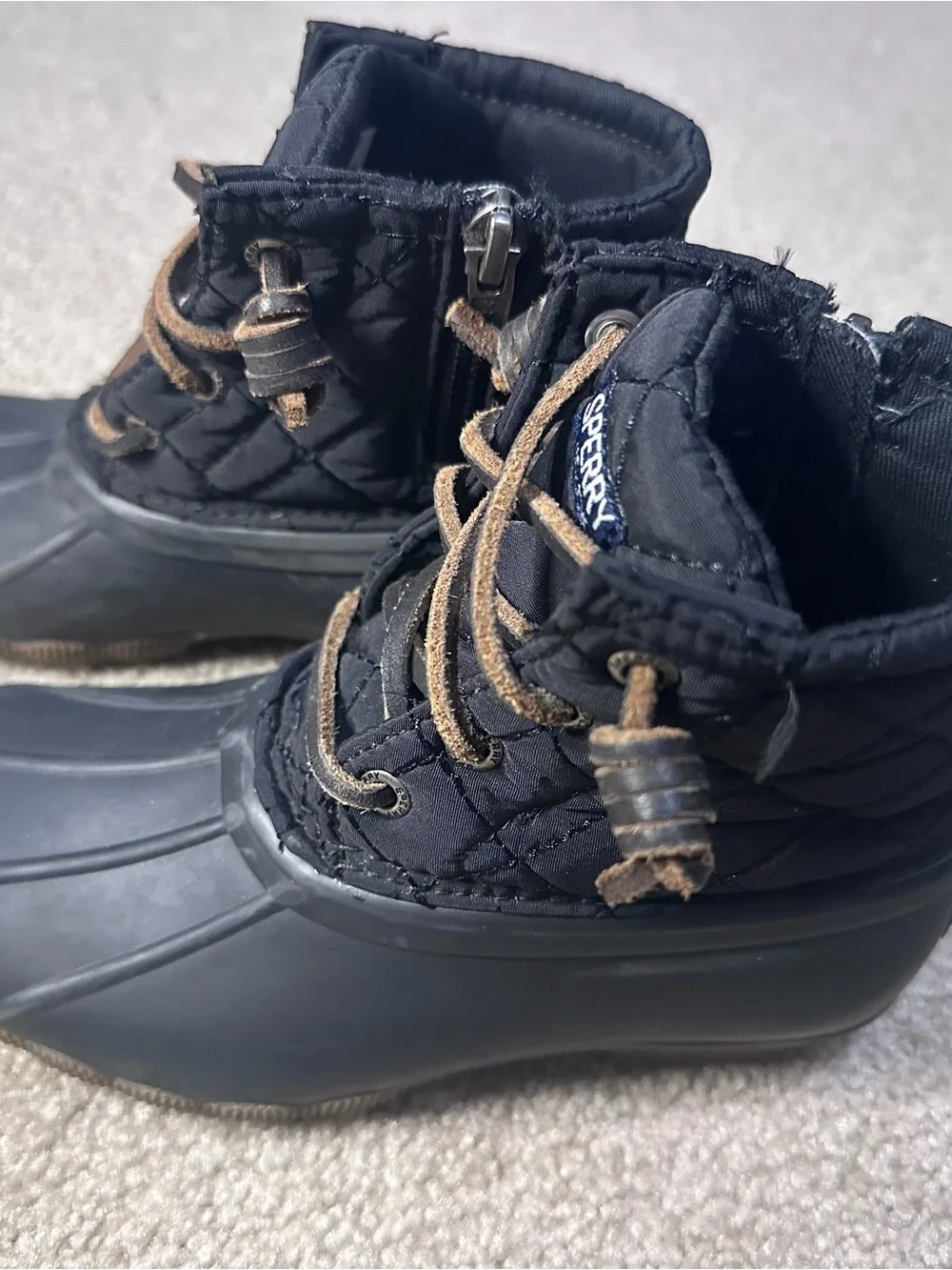 Sperry Kids Black Lace-Up Rain Boots